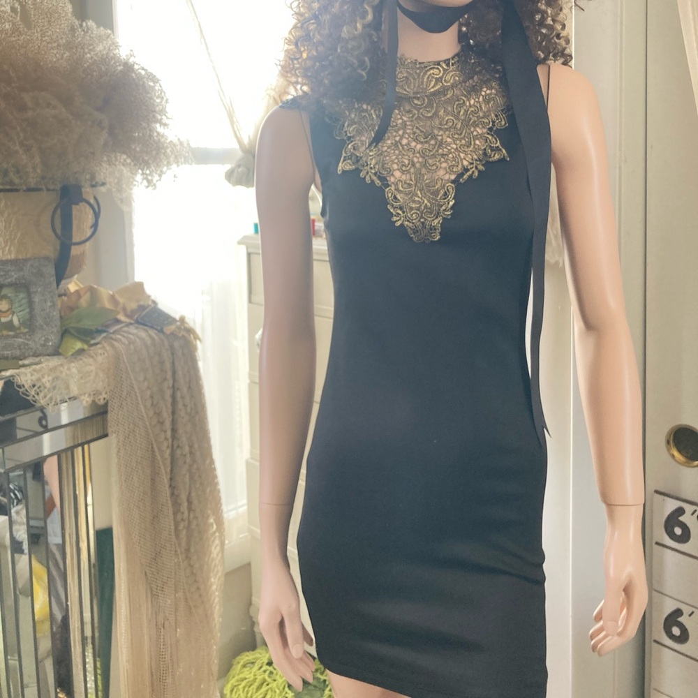 Elegant Black and Gold Women's Dress